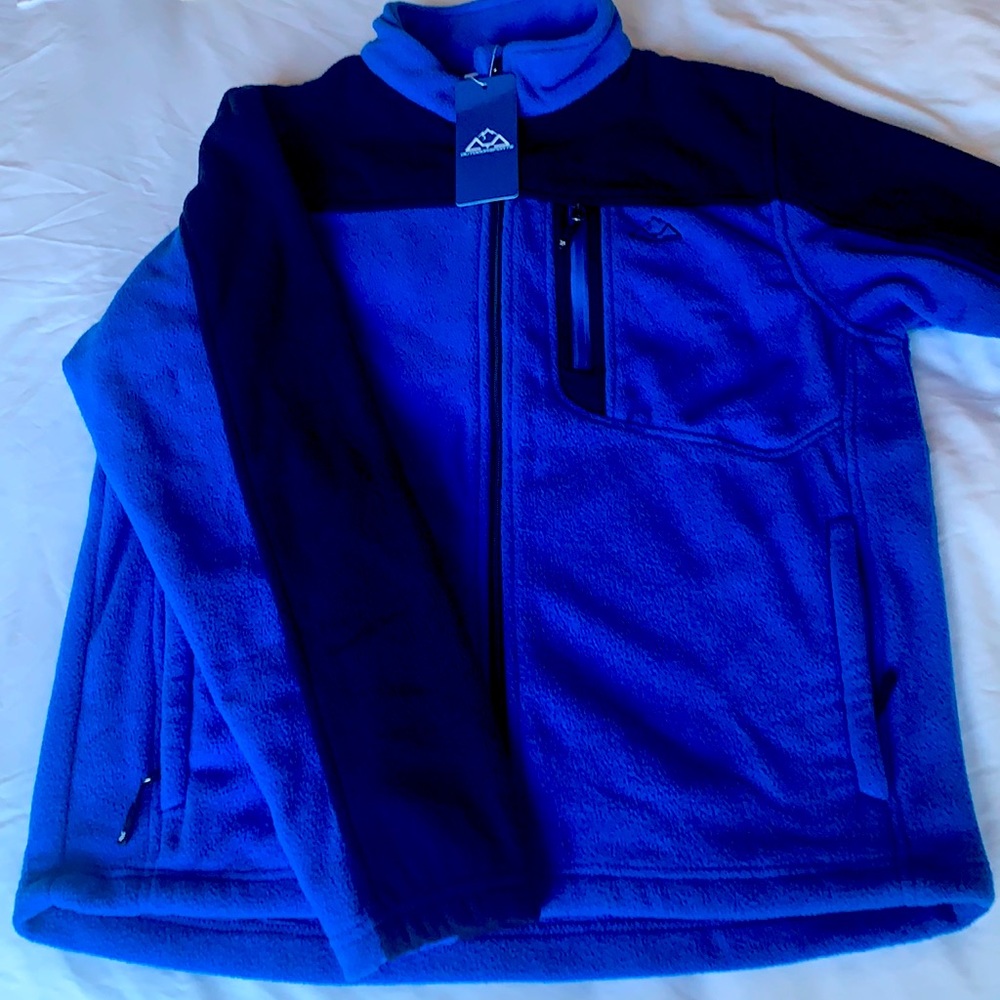 Blue Men's Fleece Jacket Windproof Outdoor Sports Casual Hiking Coat Winter Fall